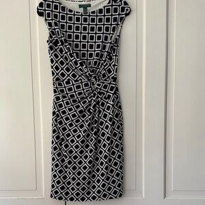 Lauren Ralph Lauren Black and White Geometric Midi Dress